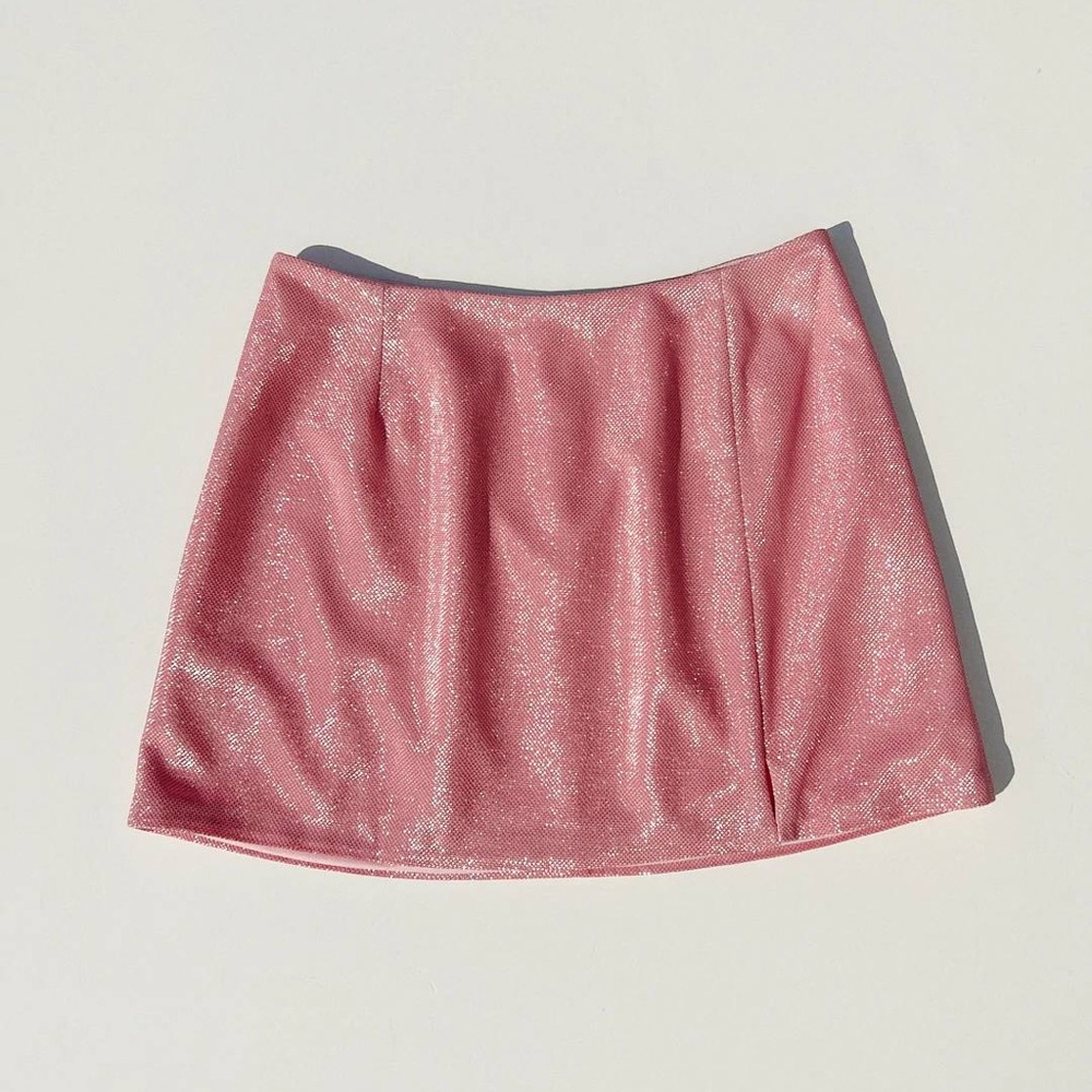 Siedres Pink Metallic Mini Skirt